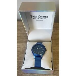 Juicy Couture Black Label Blue Glitter JC Logo Watch Mesh Band New In Box